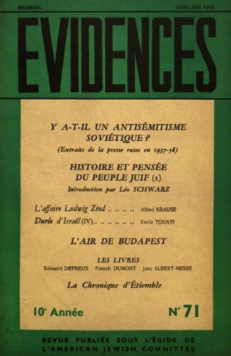 Evidences. N° 71 (Avril/Mai 1958)